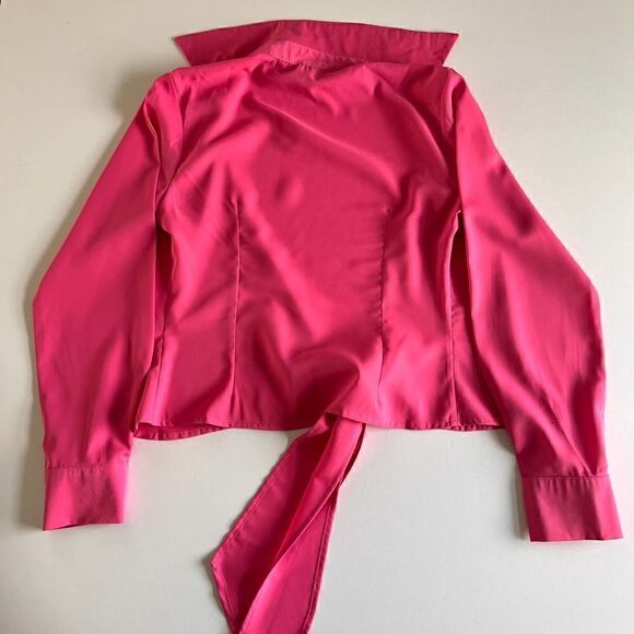 Princess Polly Gonzalo Shirt Pink Tie Front Long Sleeve US Size 4 EUC - Picture 8 of 9